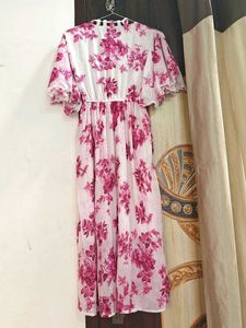 Flower Print White Maxi Dress