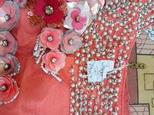 Sunset Peach Ruffles meet a Blooming Floral Leheng