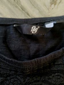 Elegant Black Embellished T-Shirt