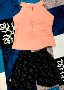 Peach Halter Top with Buttons