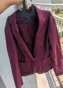 Maroon /burgundy fitted blazer For Women