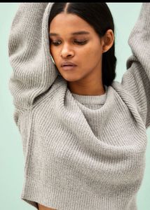 Gray Knit Pullover Sweater