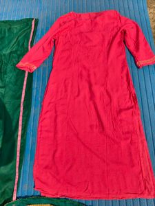 pink &amp; Green Kurta Set