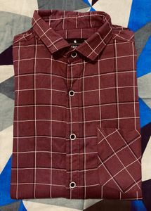 Burgundy Plaid Button-Down Shirt