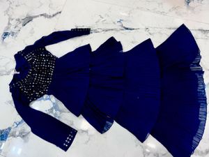 Navy Blue Tiered Party Dress