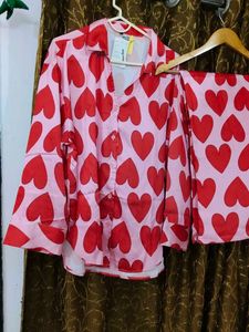 Heart Print night dress