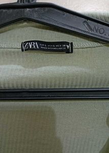 Zara Sage Green Ribbed Top