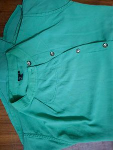 Green Button-Down Top
