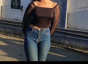 Sheer Sleeve Crop Top