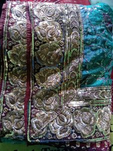 Emerald Green Floral Sequin Scarf