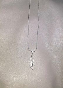 Silver Feather Pendant Necklace on a Snake Chain