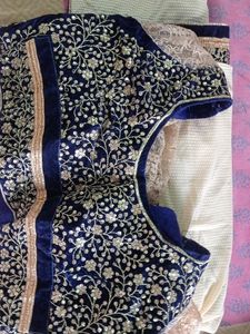 Full Embroidery Work Velvet And Net  Blouse And Saree
