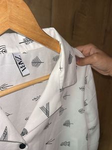 Zara White Patterned Shirt