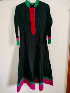 Black Pink Green Anarkali Suit