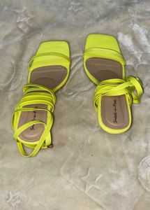 Neon Yellow Strappy Heels