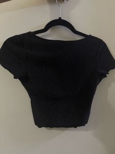 H&amp;M Sparkly Black Crop Top