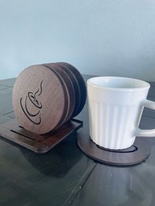 Wooden Coffee Cup Coaster Set