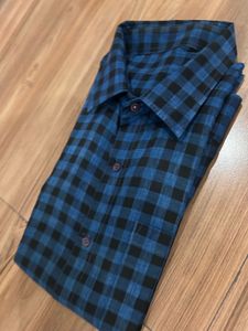 Blue Black Check Pattern Shirt