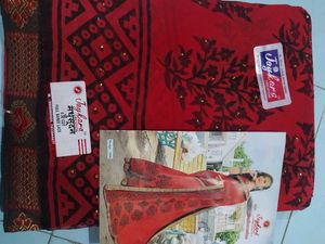 Red Full Worked Saree With Unstitched Blouse