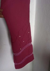 Maroon Embroidered Kurti Set