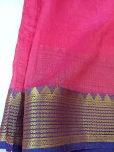 Silk Saree- Pink Saree With Purple Border