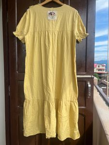 Yellow Ruffle Collar Maxi Dress