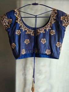 Blue Lehnga With Pink Dupatta