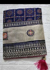Elegant Bandhani Saree with Embellished Border