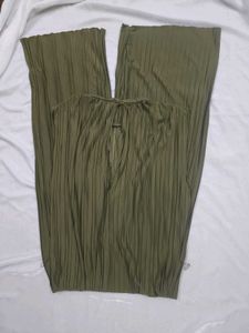 Zara Olive Green Pleated Jumpsuit