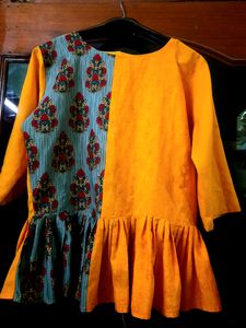 Women Designer Yellow Floral Peplum Top And Tunics