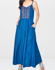 Embroidered Teal Jumpsuit