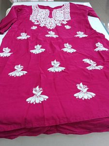 Lucknowi Embroidery Chickenkari Kurti❤️