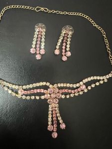 Pink And White Swaroski Set