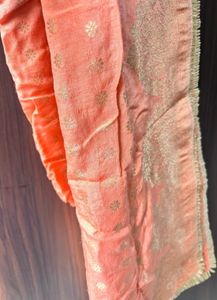 Peach Banarasi Silk Dupatta