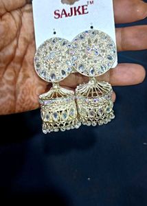 White Jhumka Earrings