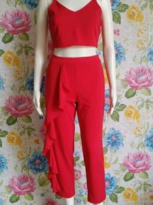 Red Ruffle Coord Set