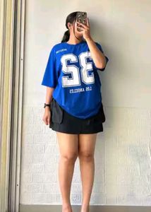 🏀 Bold Blue Oversized Jersey Tee | Houston 32