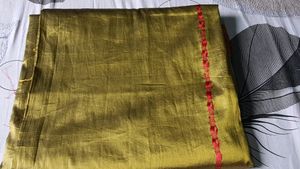 Olive Green Red Saree