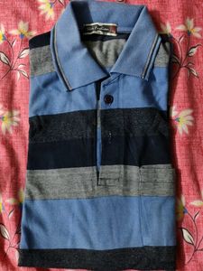 Blue Striped Polo Shirt - XXL