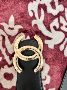 Black Wide Stretch Belt with Gold Buckle