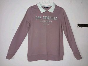 Mauve Top w/ White Collar