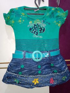 1-2 YrSea Green Midi With Jacket And Belt