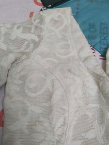 Lace Blouse off white cream colour. floral febric