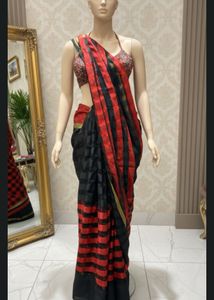 Striped Red & Black Saree
