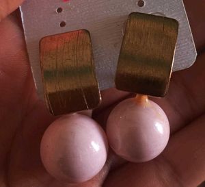 Golden Pink Pearl Stud