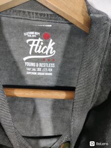 Flick Grey Printed Casual T-Shirt (Men)