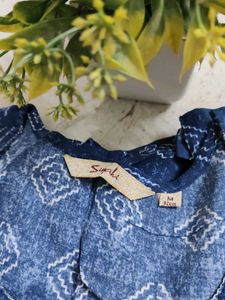 Stylish Navy Print Top - Size M
