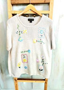 Embroidery Work Baige Colour Pullover Size-46