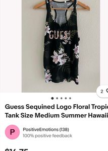 Guess Floral Sequin Tank Top