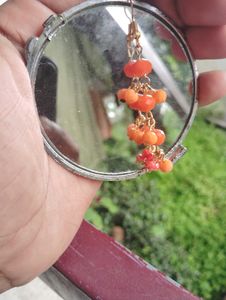 Orange Beaded Drop Earrings
